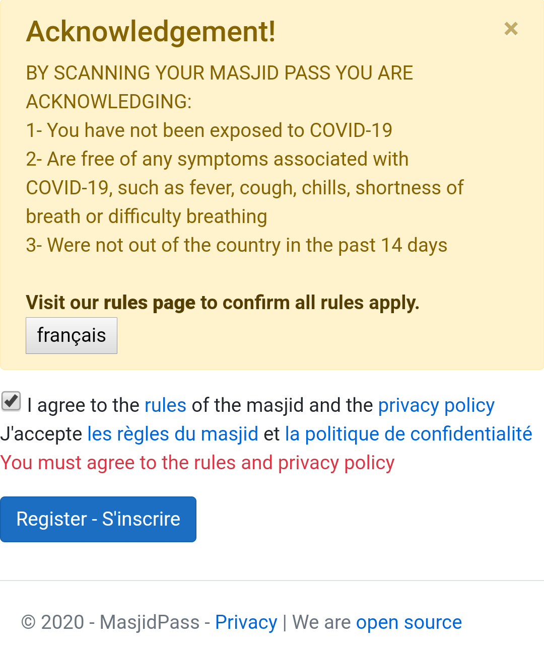 Accept Terms and Register Accept and Register