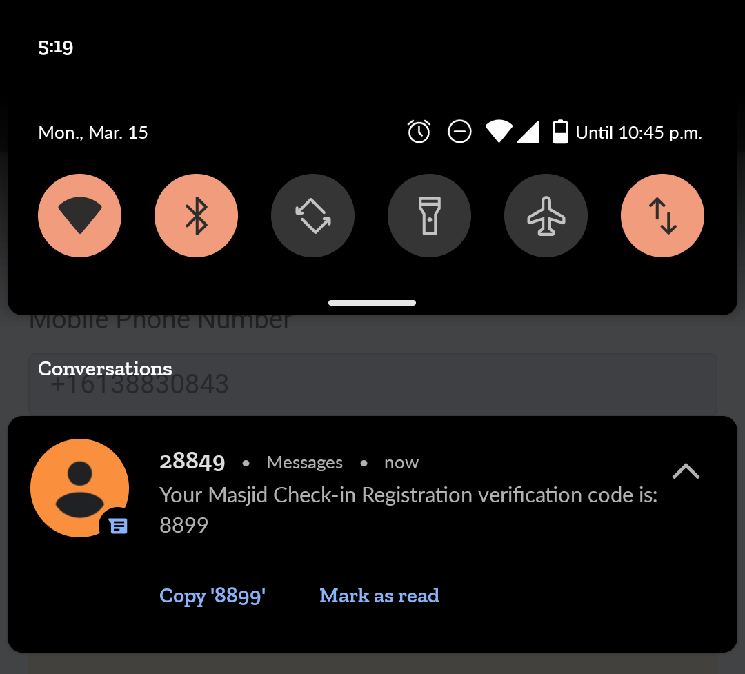 Multi-Factor Verification through sms You will receive a verification code